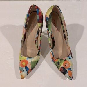 Red Cherry Multicolor Floral Women's Heels